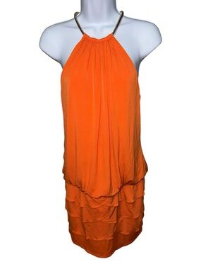 Women’s Vintage Cache Vibrant Orange Halter Dress - 6